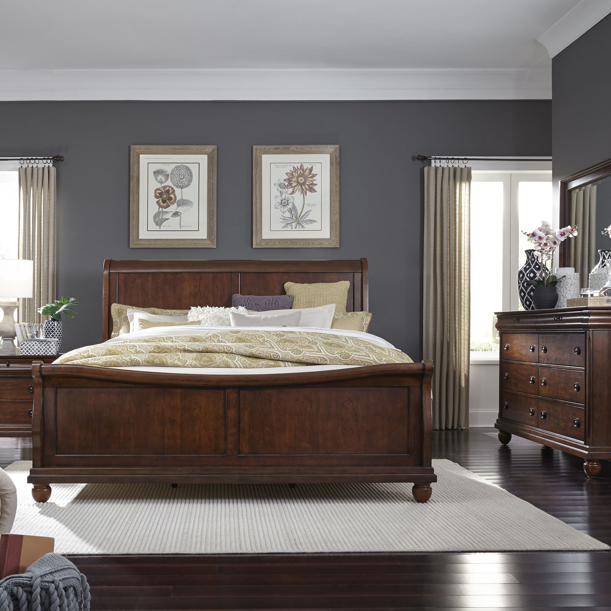 Liberty Furniture Rustic Traditions 4 Piece Bedroom Set King Sleigh