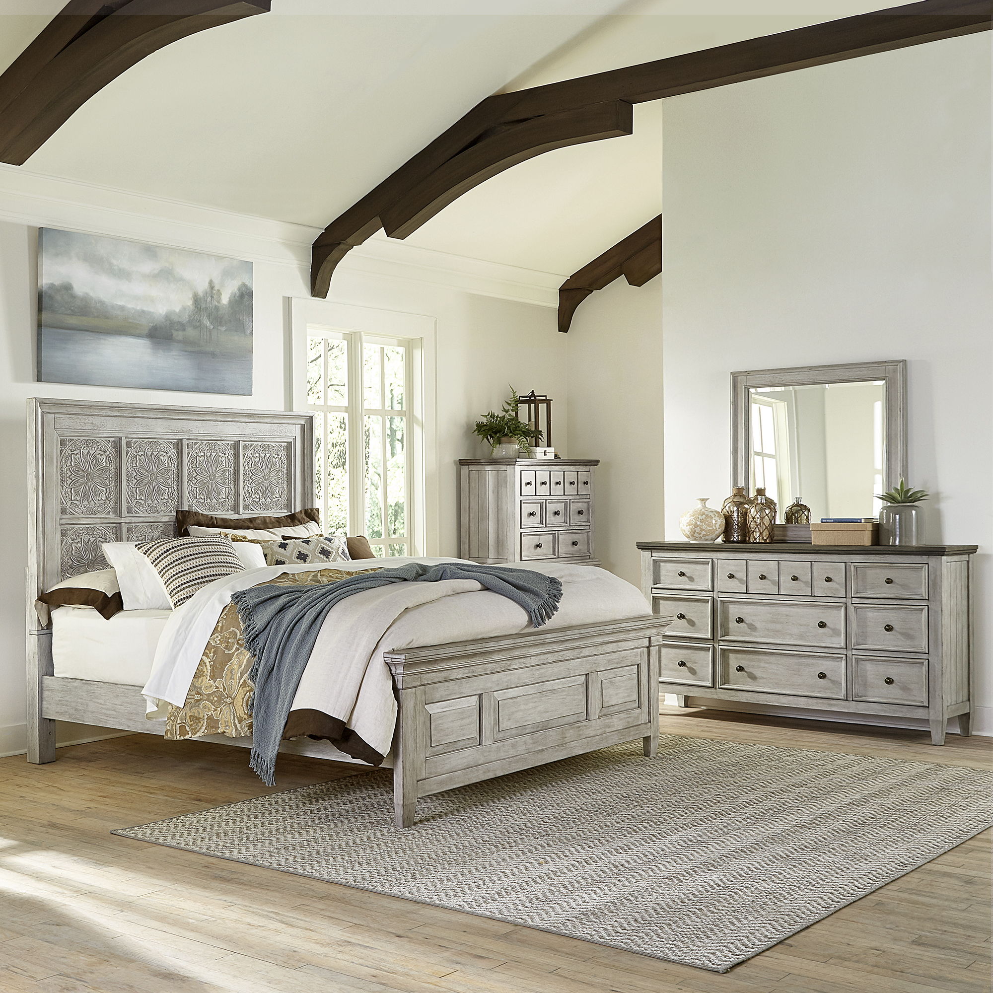 Liberty Furniture Heartland 4 Piece Bedroom Set Queen Panel Bed Dr