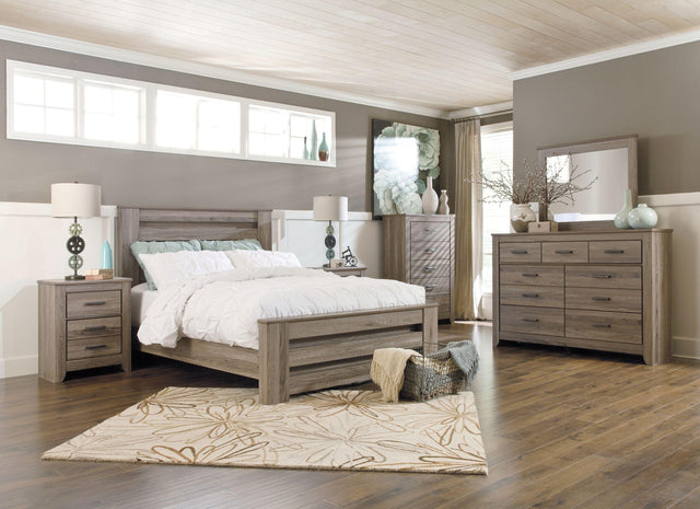 Ashley Zelen - Warm Gray - 5 Pc. - Dresser, Mirror, Queen Panel Bed