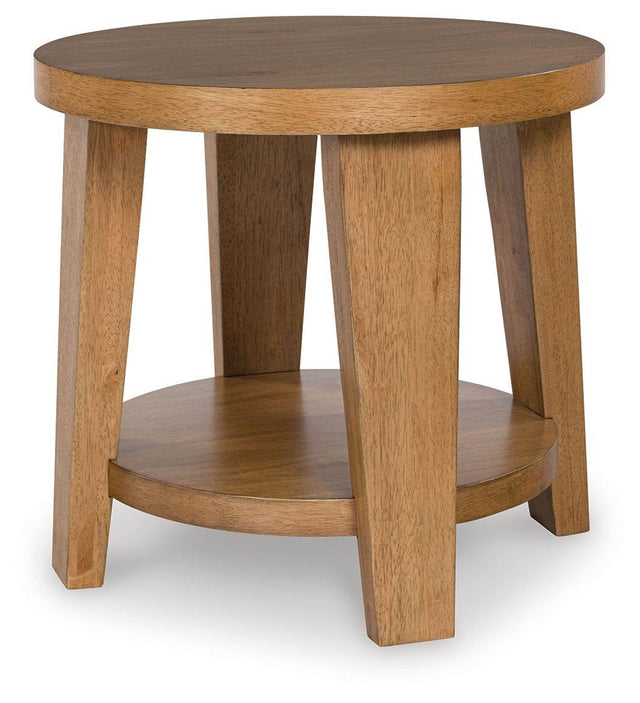 Ashley Kristiland Round End Table - Light Brown