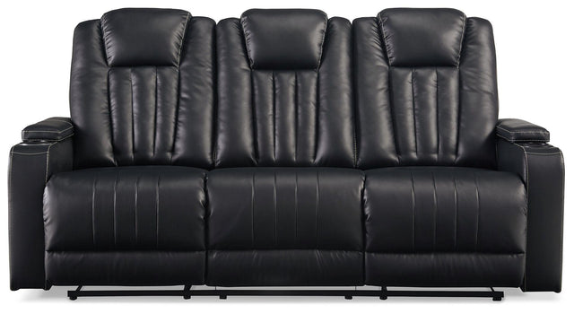 Ashley Center Point REC Sofa w/Drop Down Table - Black