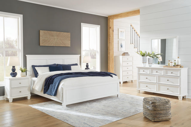 Ashley Fortman - White - 5 Pc. - Dresser, Mirror, King Panel Bed