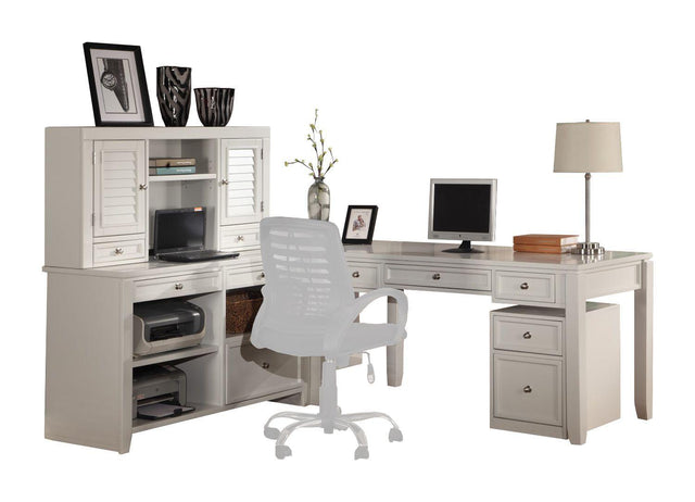 Parker House Boca - L Shape Desk With File Credenza And Hutch - Cottage White