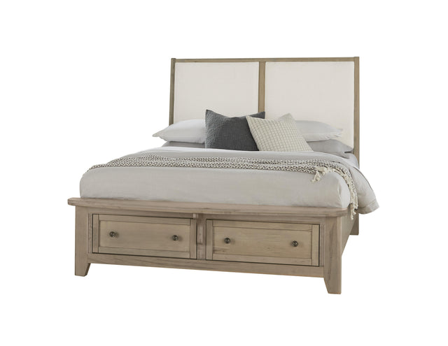 Vaughan-Bassett Woodbridge - Queen Storage Upholstered Bed With White Fabric - Shadow Grey