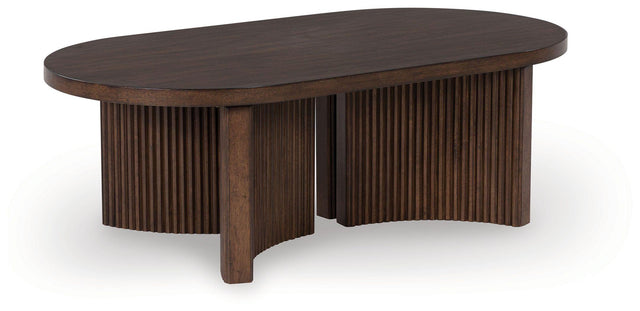 Ashley Korestone Oval Cocktail Table - Dark Brown