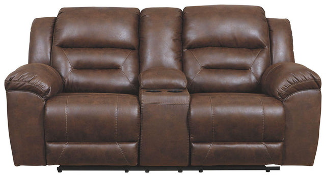 Ashley Stoneland DBL Rec Loveseat w/Console - Chocolate