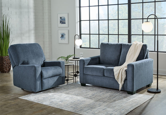 Ashley Rannis - Navy - 2 Pc. - Twin Sofa Sleeper, Rocker Recliner