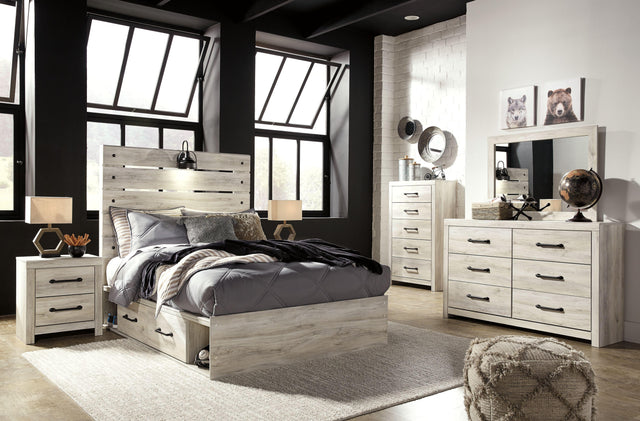 Ashley Cambeck - Whitewash - 9 Pc. - Dresser, Mirror, Full Panel Bed With 4 Storage Drawers, 2 Nightstands