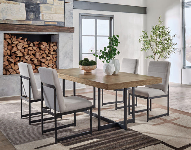 Ashley Tomtyn - Light Brown - 5 Pc. - Rectangular Dining Extension Table, 4 Side Chairs