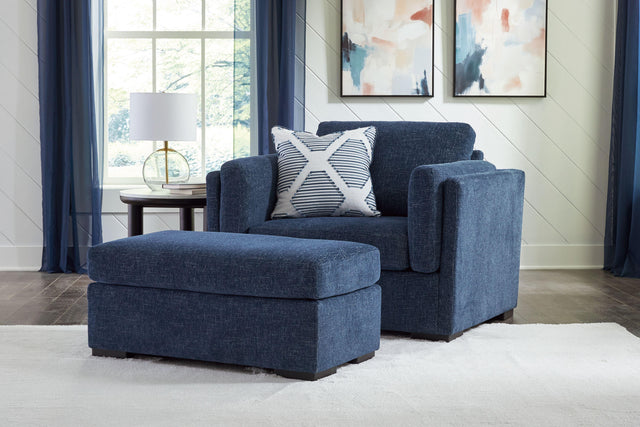 Ashley Evansley - Navy - 2 Pc. - Chair And A Half, Ottoman