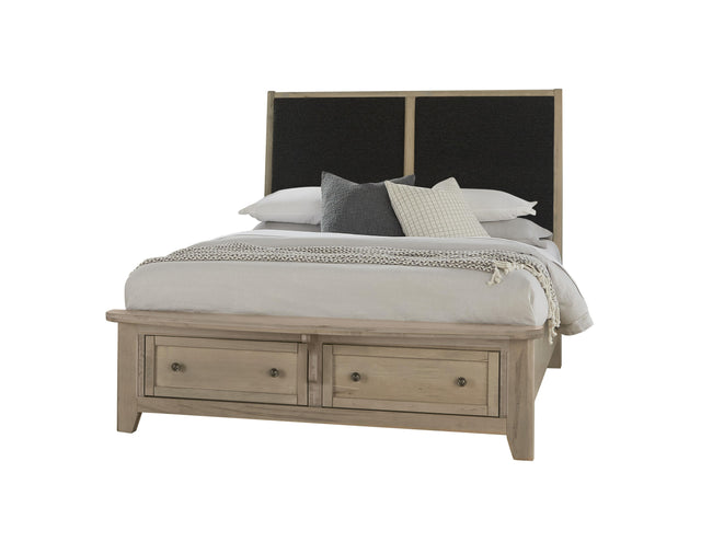 Vaughan-Bassett Woodbridge - Queen Storage Upholstered Bed With Black Fabric - Shadow Grey