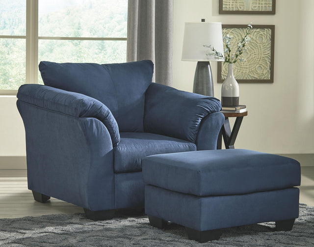 Ashley Darcy - Blue - 2 Pc. - Chair With Ottoman