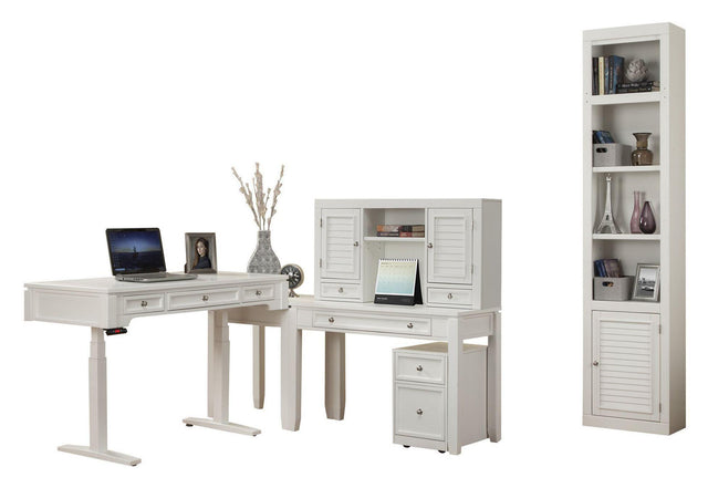 Parker House Boca - Power Lift L Desk With Hutch File And Bookcase - Cottage White