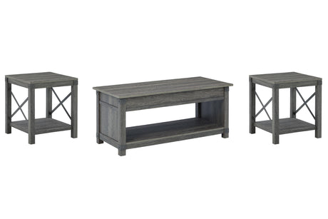 Ashley Freedan - Grayish Brown - 3 Pc. - Coffee Table, 2 End Tables