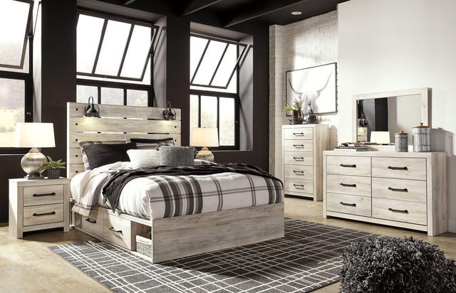 Ashley Cambeck - Whitewash - 10 Pc. - Dresser, Mirror, Chest, Queen Panel Bed With 4 Storage Drawers, 2 Nightstands