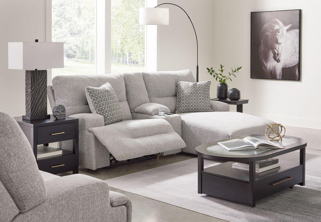 Ashley Acklen Place - Pewter - 4 Pc. - 3-Piece Power Reclining Sectional Sofa With Raf Chaise, Wide Seat Power Recliner