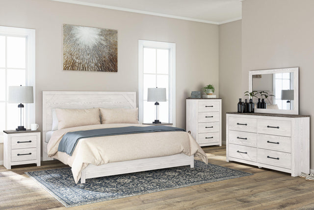 Ashley Gerridan - White / Gray - 5 Pc. - Dresser, Mirror, Chest, King Panel Bed