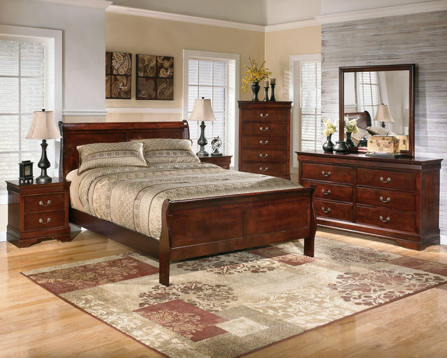 Ashley Alisdair - Dark Brown - 4 Pc. - Dresser, Mirror, King Sleigh Bed