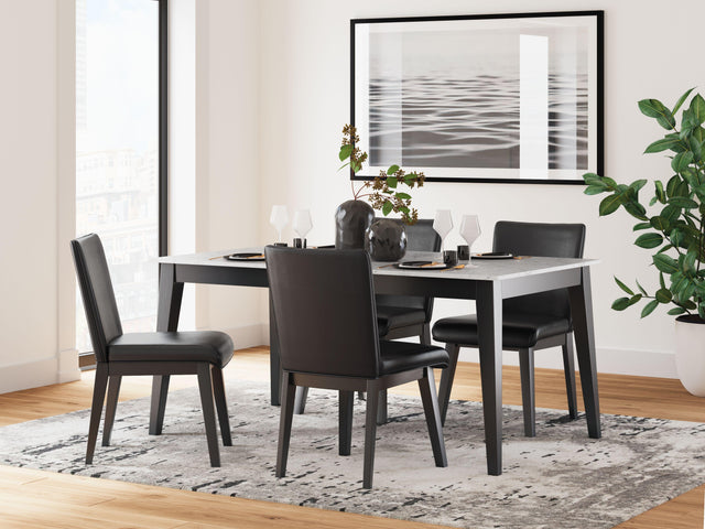 Ashley Jettaya - Black / White - 5 Pc. - Rectangular Dining Room Table, 4 Upholstered Side Chairs