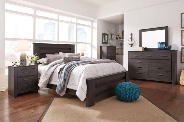 Ashley Brinxton - Charcoal - 5 Pc. - Dresser, Mirror, Queen Panel Bed