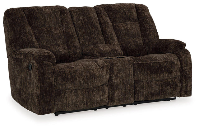 Ashley Soundwave Reclining Loveseat w/Console - Chocolate