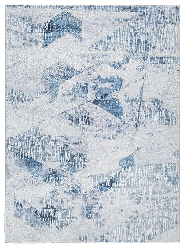 Ashley Haddam Large Rug - Blue/Gray/White