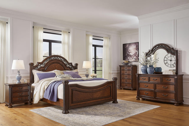 Ashley Lavinton - Brown - 5 Pc. - Dresser, Mirror, California King Poster Bed