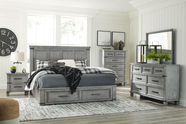 Ashley Russelyn - Gray - 5 Pc. - Dresser, Mirror, King Storage Bed