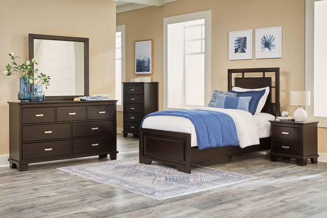 Ashley Covetown - Dark Brown - 4 Pc. - Dresser, Mirror, Twin Panel Bed