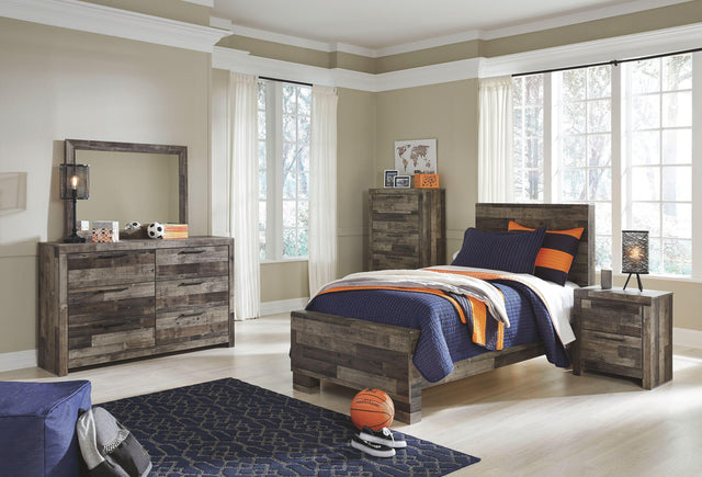 Ashley Derekson - Multi Gray - 5 Pc. - Dresser, Mirror, Twin Panel Bed