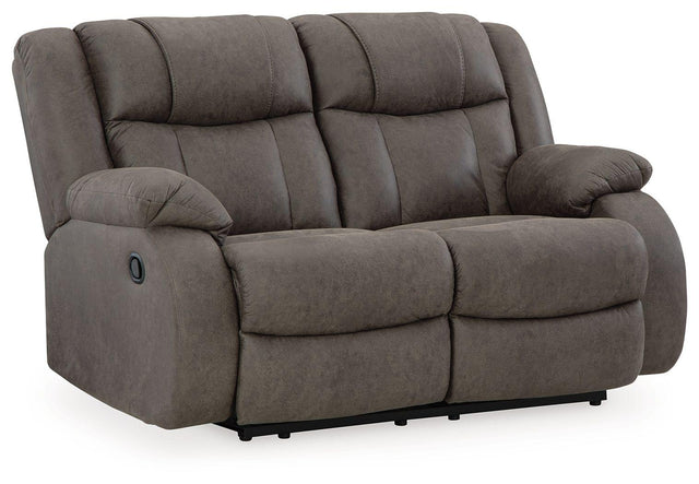 Ashley First Base Reclining Loveseat - Gunmetal