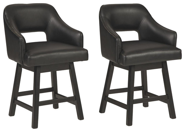 Ashley Tallenger UPH Swivel Barstool (2/CN) - Black/Dark Brown