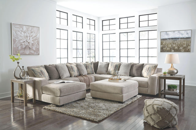 Ashley Ardsley - Pewter - 5 Pc. - Left Arm Facing Corner Chaise With Sofa 4 Pc Sectional, Ottoman