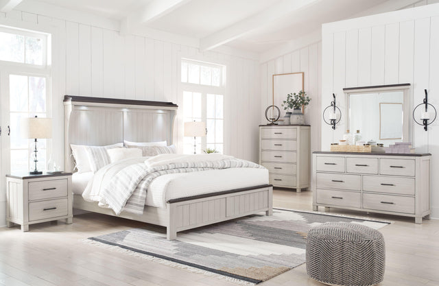 Ashley Darborn - Gray / Brown - 5 Pc. - Dresser, Mirror, California King Panel Bed