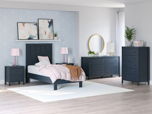 Ashley Simmenfort - Navy Blue - 4 Pc. - Dresser, Chest, Twin Platform Bed