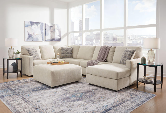 Ashley Edenfield - Linen - 4 Pc. - Right Arm Facing Corner Chaise 3 Pc Sectional, Ottoman