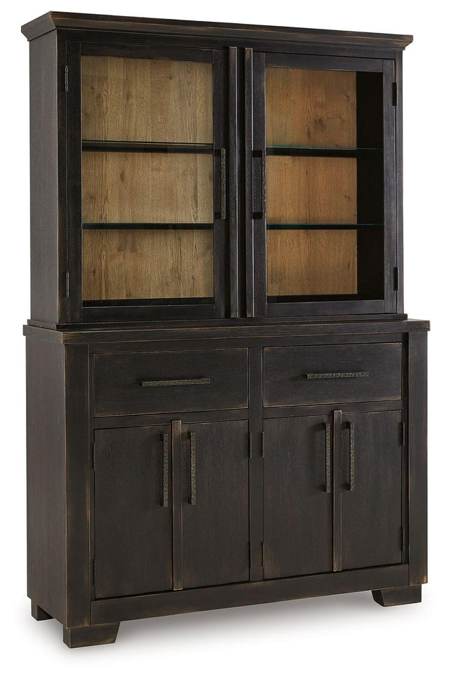 Ashley Galliden - Black / Brown - Dining Buffet And Hutch