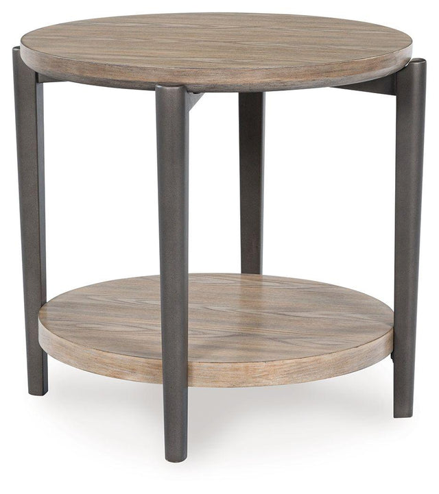 Ashley Dyonton Round End Table - Light Grayish Brown