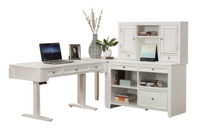 Parker House Boca - Power Lift Desk With Credenza - Cottage White