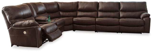 Ashley Family Circle - Dark Brown - 4-Piece Power Reclining Sectional With Laf Power Reclining Loveseat With Console