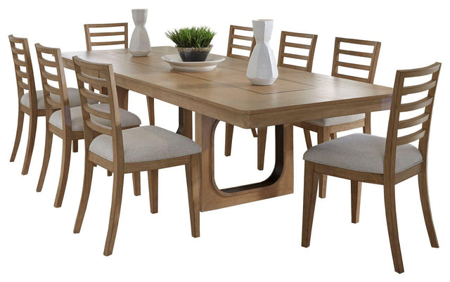 Parker House Escape - Dining 84" Rectangular Table With 8 Ladderback Chairs - Glazed Natural Oak