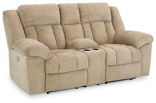 Ashley Tip-Off PWR REC Loveseat/CON/ADJ HDRST - Wheat