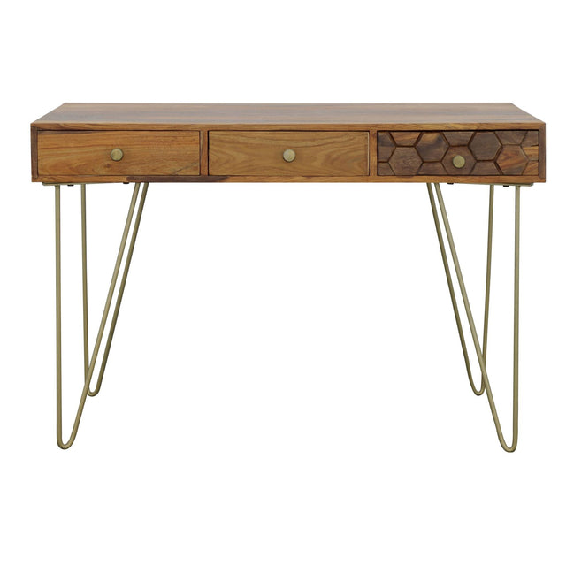 Coast2Coast Home Enzo - Three Drawer Writing Desk - Mora Warm Brown