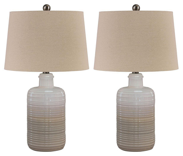 Ashley Marnina Ceramic Table Lamp (2/CN) - Taupe