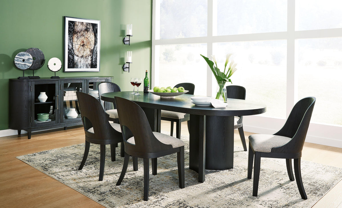 Ashley Rowanbeck - Black - 8 Pc. - Dining Table, 6 Side Chairs, Server ...