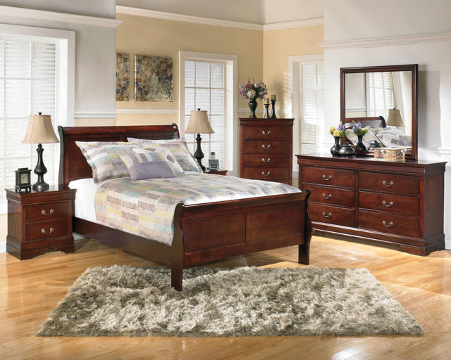 Ashley Alisdair - Dark Brown - 4 Pc. - Dresser, Mirror, Full Sleigh Bed