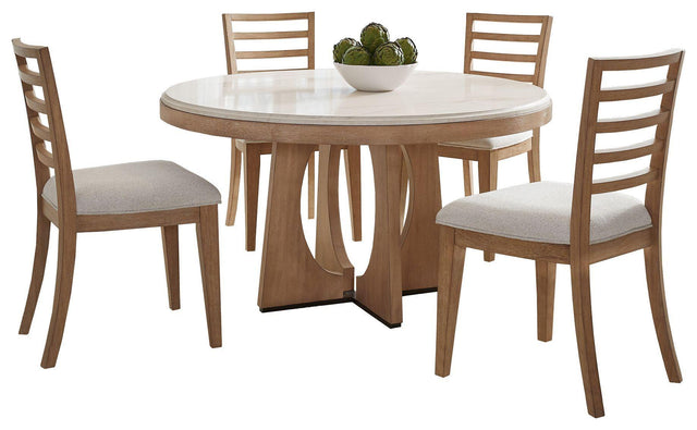 Parker House Escape - Dining 54 In. Round Table With 4 Ladderback Chairs - Mist