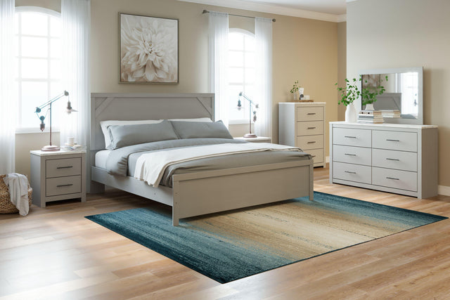 Ashley Cottenburg - Light Gray / White - 4 Pc. - Dresser, Mirror, King Panel Bed