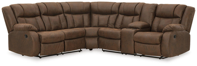 Ashley Trail Boys - Walnut - 2-Piece Reclining Sectional With Raf Reclining Loveseat With Console