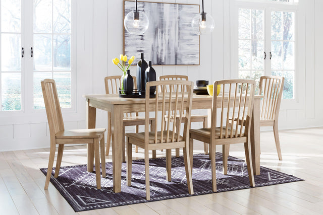 Ashley Gleanville - Light Brown - 7 Pc. - Rectangular Dining Room Table, 6 Side Chairs